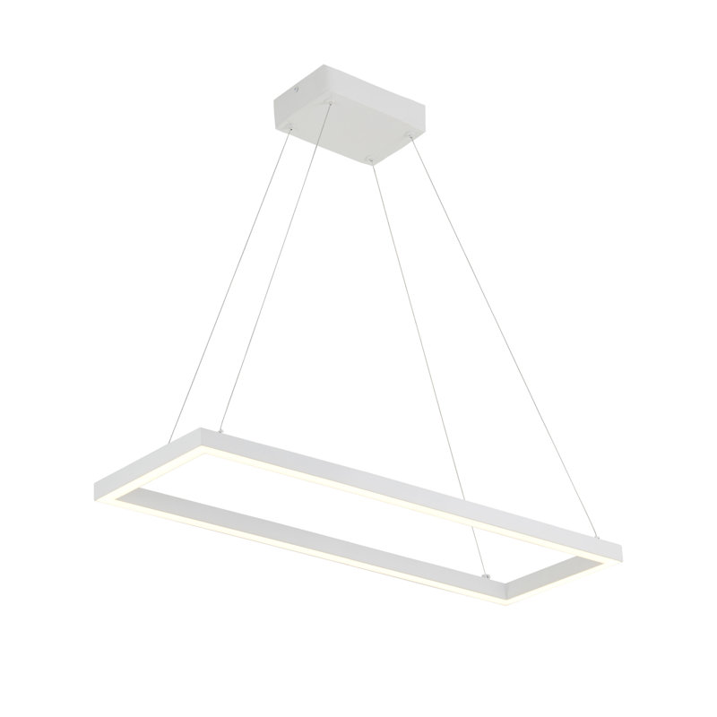 Piazza Dimmable LED Square / Rectangle Chandelier, 1.375" H x 29.875" W x 5.875" D, White