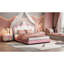 Lit double tapissier princesse pleine grandeur avec tête de lit couronne, lit plateforme double avec tête de lit et pied de lit, crème et rose (ancien SKU: WF303337AAH)-411571150-411571151