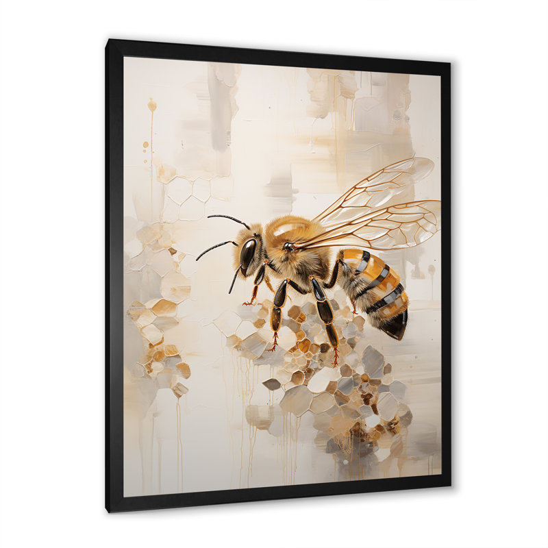 Minimalisme buzzing abeille sur toile, Cadre photo noir, H 40 po x l 30 po x P 1,5 po