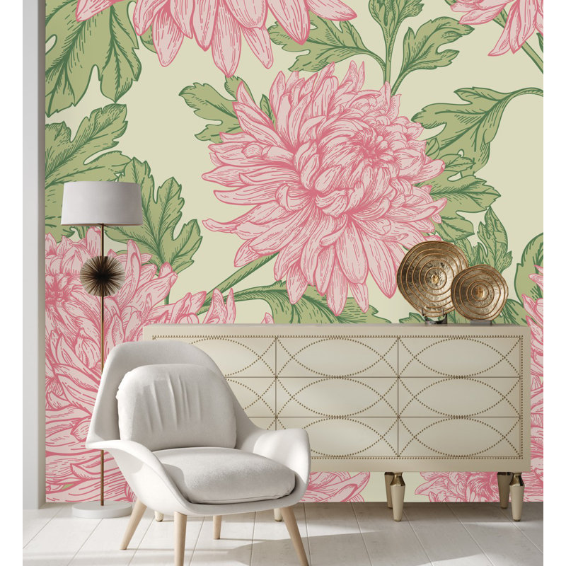 Floral Wall Mural, 8.33' W x 8.33' L