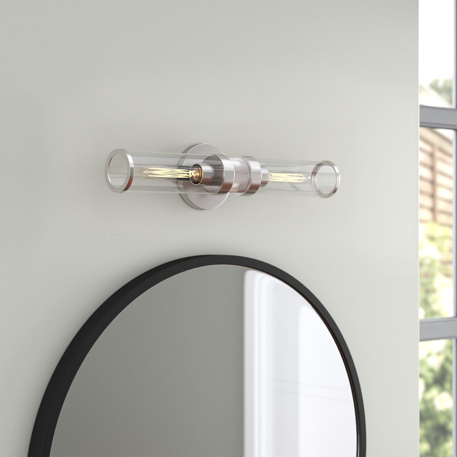 Atley 2 Light Transparent Dimmable Bath Bar, Polished Nickel