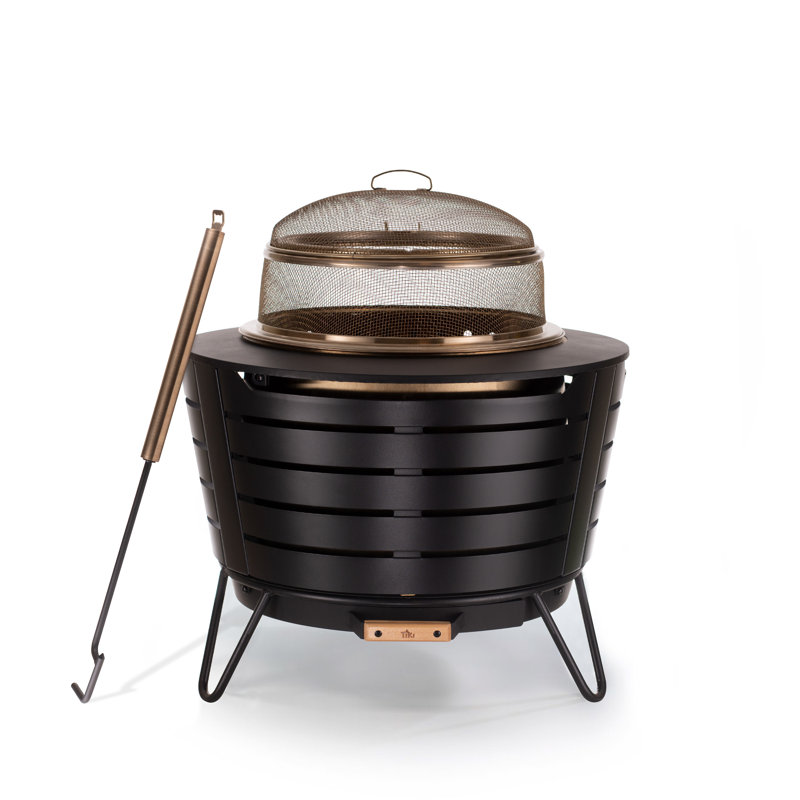  Smokeless Patio Fire Pit with Screen and Poker | Wood Burning Fire Pit with Weather Resistant Cover, Ash Pan, Wood Pack