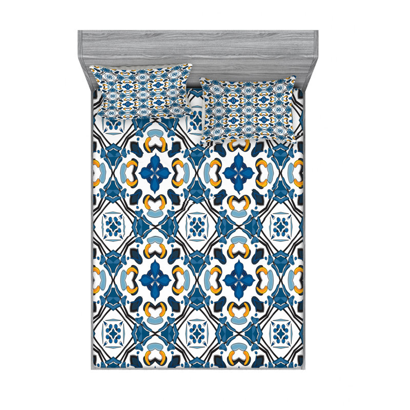 Microfiber Floral Sheet Set, Full Sheet Set with Fitted Sheet