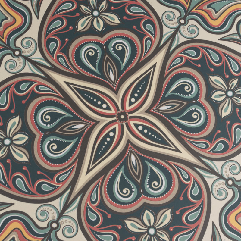 Imagine Tapestry Mandala 19.4" x 19.4" Porcelain Moroccan Wall & Floor Tile