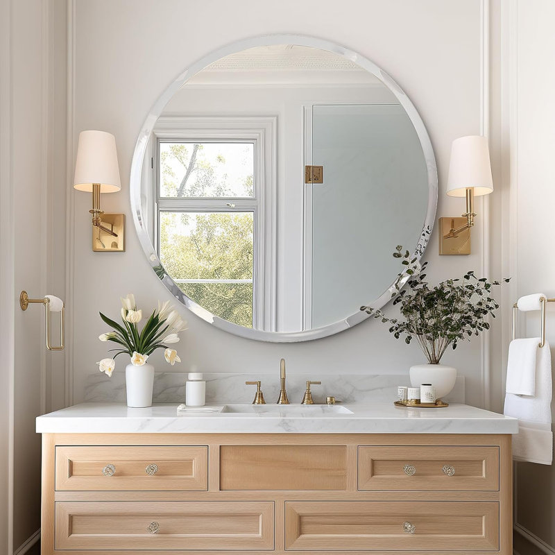 Miroir de salle de bain moderne sans cadre 36 po, 36 po x 36 po