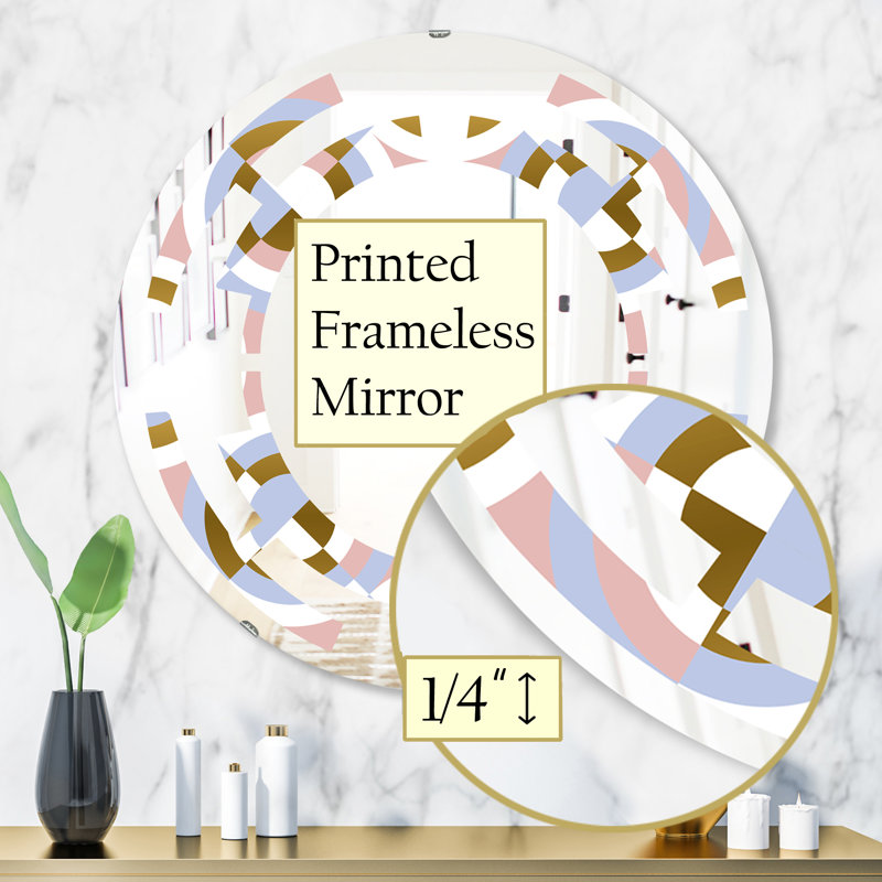 Miroir mural à motif moderne sans cadre, H 23,6 po x l 23,6 po, Formes géométriques spatiales spatiales