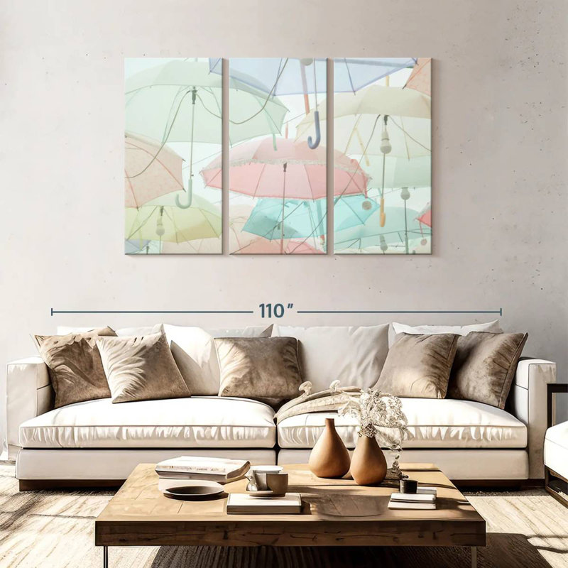 Parasols pastel, H 48 po x l 74 po