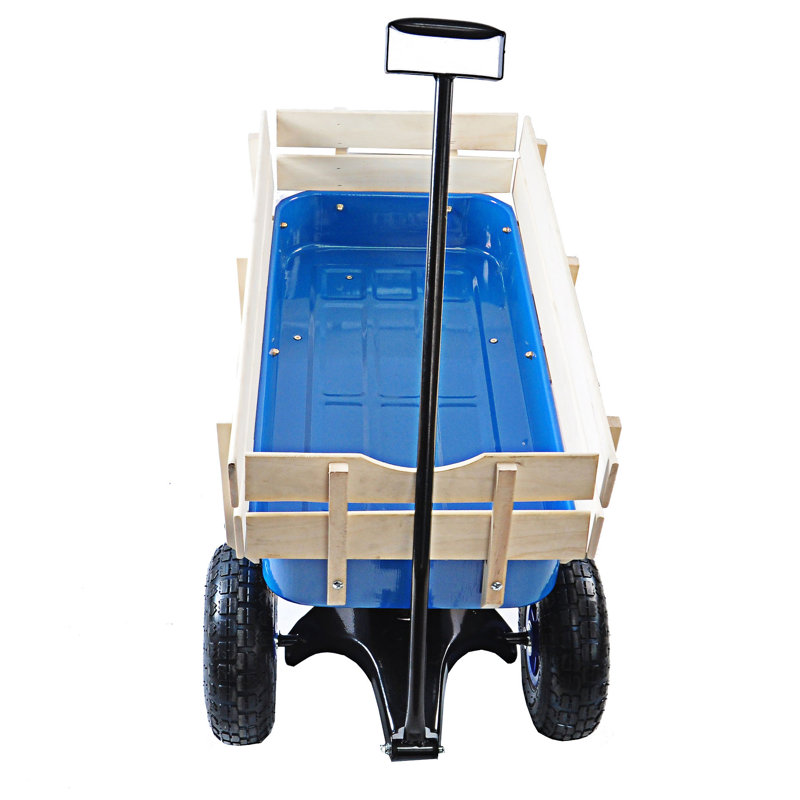 Outdoor Wagon All Terrain Pulling Garden Cart, Blue