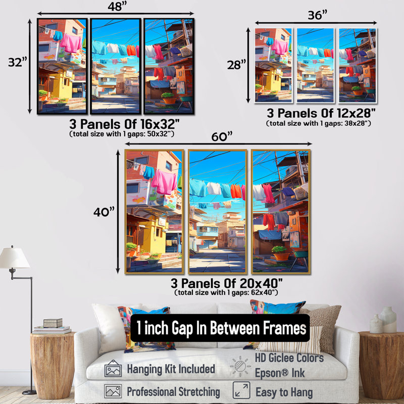 Verdell - ensemble d'art mural «City Buildings», Cadre flottant brun, H 28 po x l 36 po x P 1 po