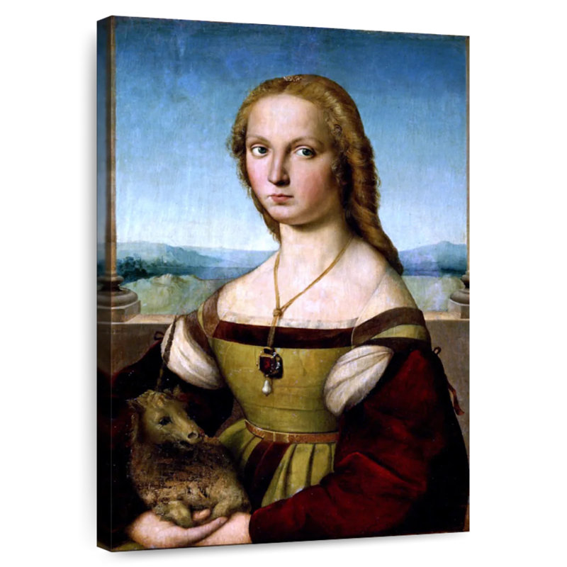 Leisha avec une licorne, H 12 po x l 8 po