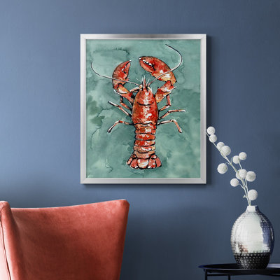 «Aquatic Lobster I», toile encadrée de qualité supérieure - prête à être accrochée