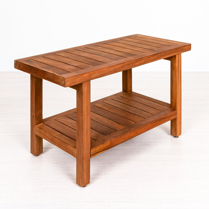 Banc de douche en teck Novick, H 18 po x l 30 po x P 14 po