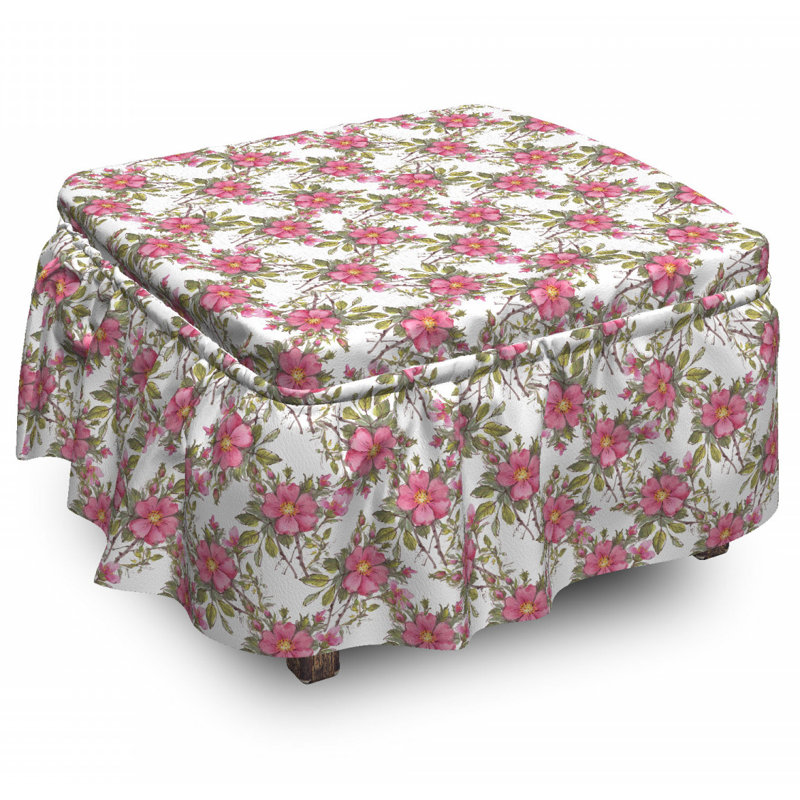 Housse pour repose-pieds à coussins carrés / rectangulaires, Floral 4