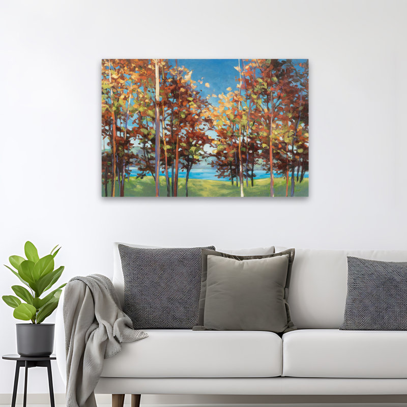 Automne et art kaléidoscope bleu vif, H 32 po x l 48 po