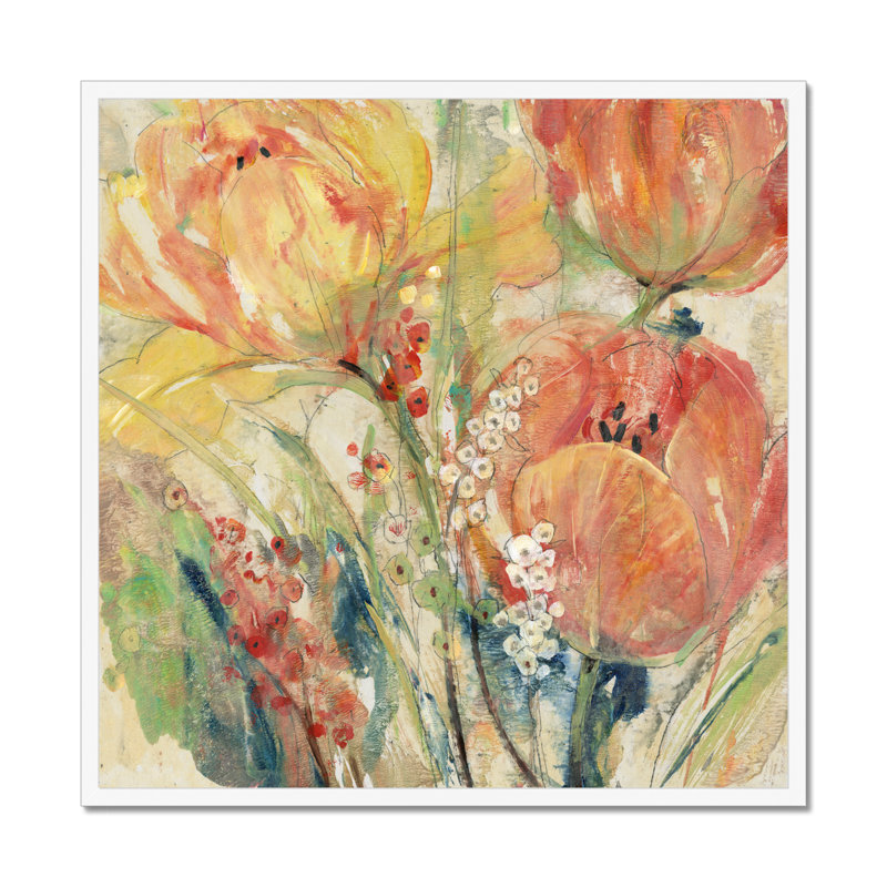 Spring Tulip Array I by Tim OToole - Painting, 95cm H x 95cm W, White Framed Paper Print