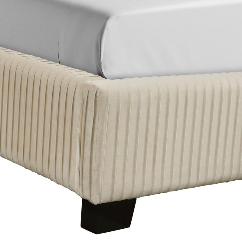 Structure de lit rembourrée, Queen, Beige