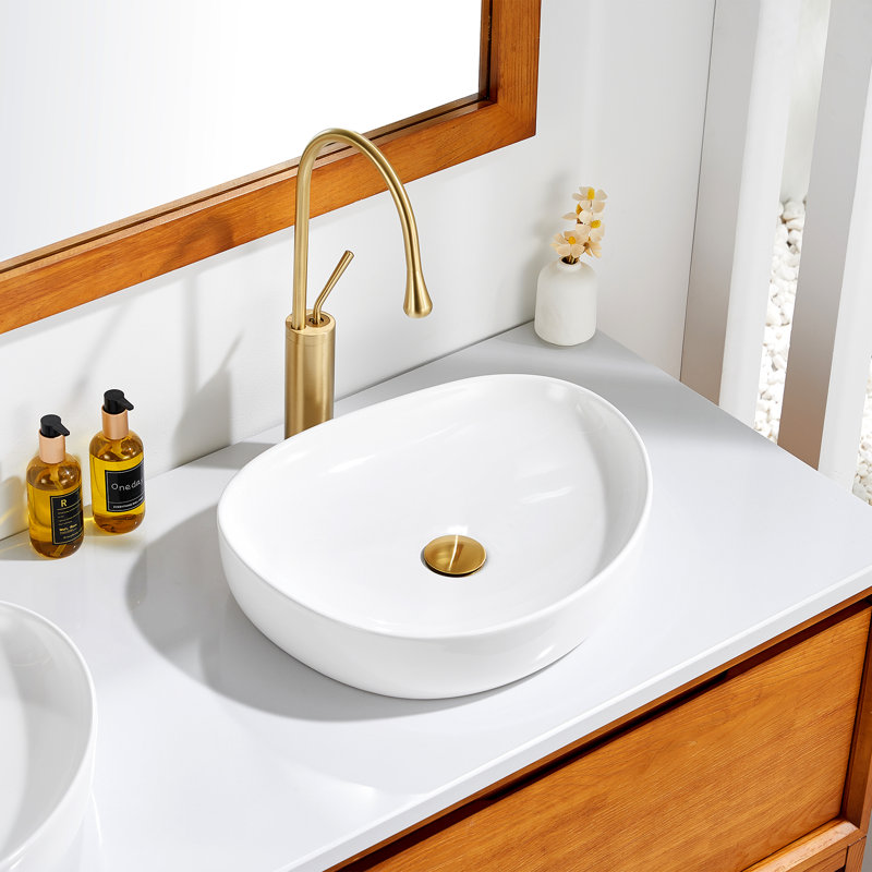 Lavabo vasque en céramique 20 po Modern, Blanc lustré