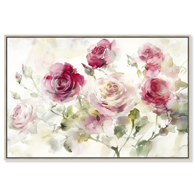 Rose Waking IV, impression acrylique encadrée, œuvre florale encadrée par Art Remedy, cadre argenté, 24 x 16