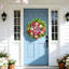 Couronne de printemps et d'été rose 24 pouces avec décorations pêche et panneau «Hello» - intérieur / extérieur rose