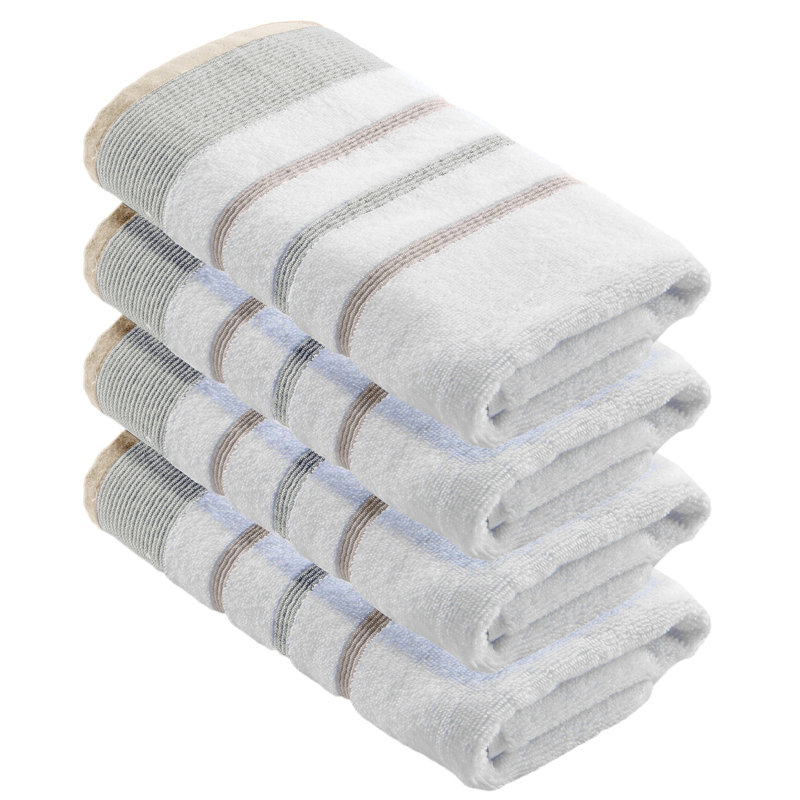 Coton décoratif de luxe Deanthony, Gris glacier / Cappuccino, Essuie-mains ‑ emballage de quatre