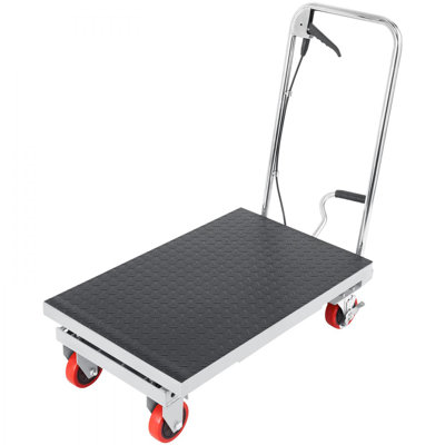 Hydraulic Lift Table Cart, 500lbs Capacity 28.5" Lifting Height, Manual Single Scissor Lift Table with 4 Wheels and Non-slip Pad