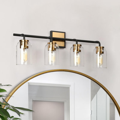 Nayomee 4 - Light Dimmable Modern Black/Brass Vanity Light