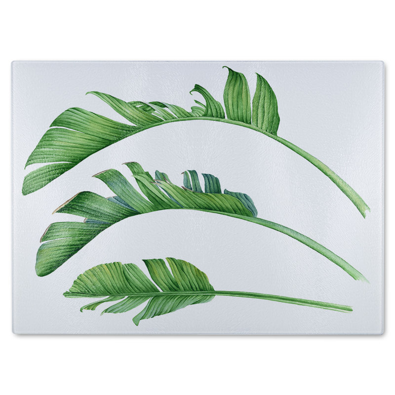 Triple Botanical Glass Chopping Board, 40cm L x 28cm W