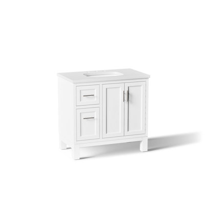 Ensemble de meuble-lavabo mural simple 47 po avec plateau en bois massif Quo