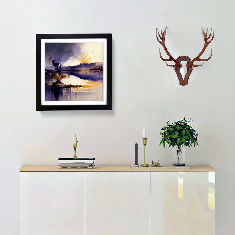 Lake Gestural Art No.1 - Framed Print, Black