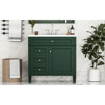 Meuble-lavabo de salle de bain avec lavabo, 36 po. Moderne et élégant. Fabrication. 2 tiroirs, tiroir coulissant pour le rangement. Robinet de 4 po. Solution de rangement supplémentaire. Convient aux robinets