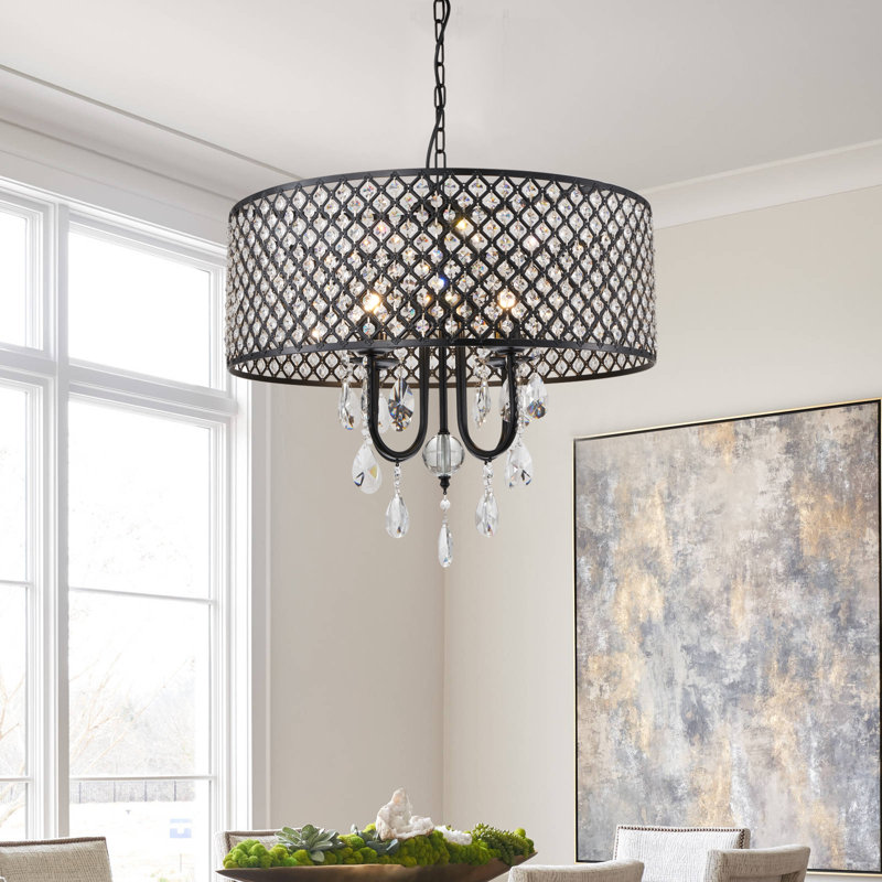 Lustre tambour en cristal 4 lumières Icenhour