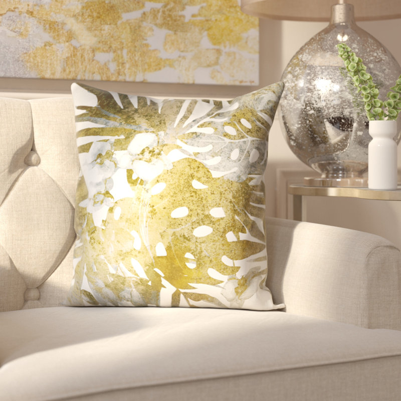 Coussin extérieur Gilded Tropical Bloom II, H 20 po x l 20 po