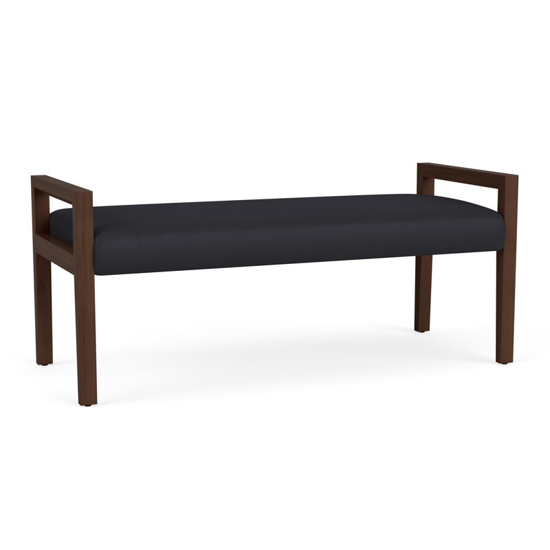 Banc en bois 2 places Brooklyn, Riftwood Walnut, Noir Patriot Plus