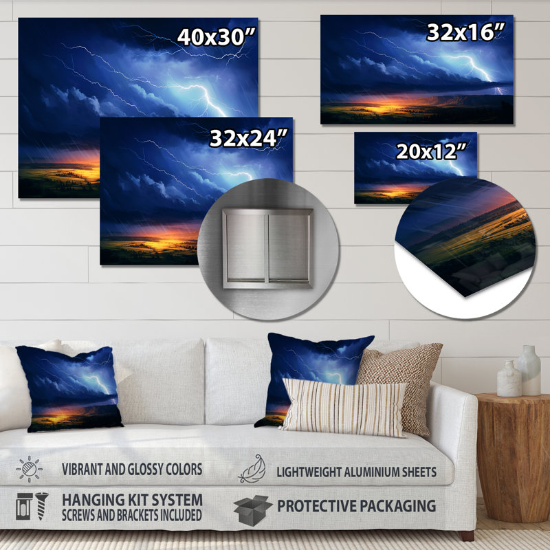 Dramatic Thunderstorms I - impression sans cadre sur métal, H 12 po x l 20 po x P 1 po