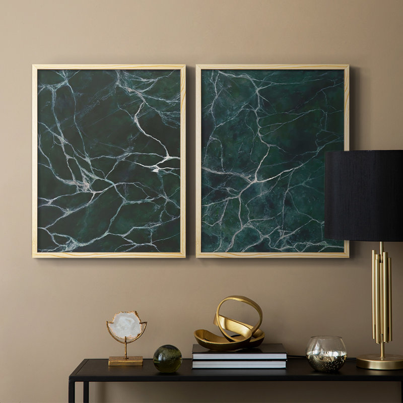 Jade Marble I - impression encadrée de qualité supérieure - prête à être accrochée - aucun clou requis - aucun clou requis
