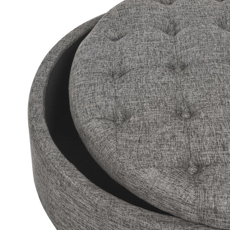 Banc de rangement rembourré capitonné avec compartiment de rangement caché, Gris foncé
