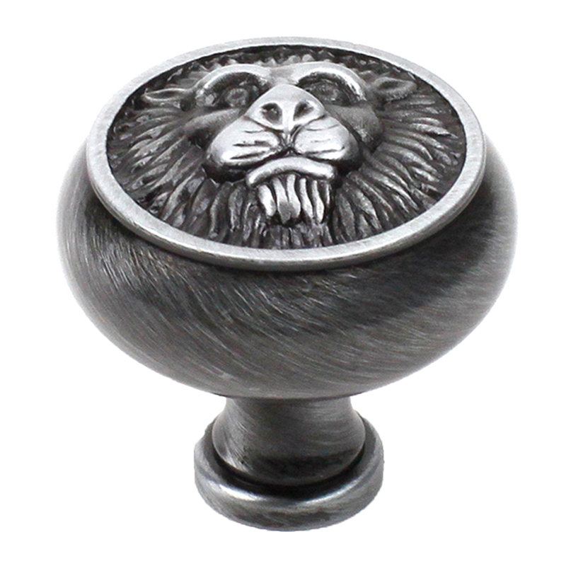 Antique Pewter Round Traditional Cabinet Knob with Mounting Hardware