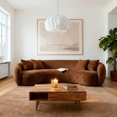 101.3"Boucle Curved Half - Moon 5 - Seater Sofa, Modern Leisure Couch For Living Room Gatherings & Stylish Lounging