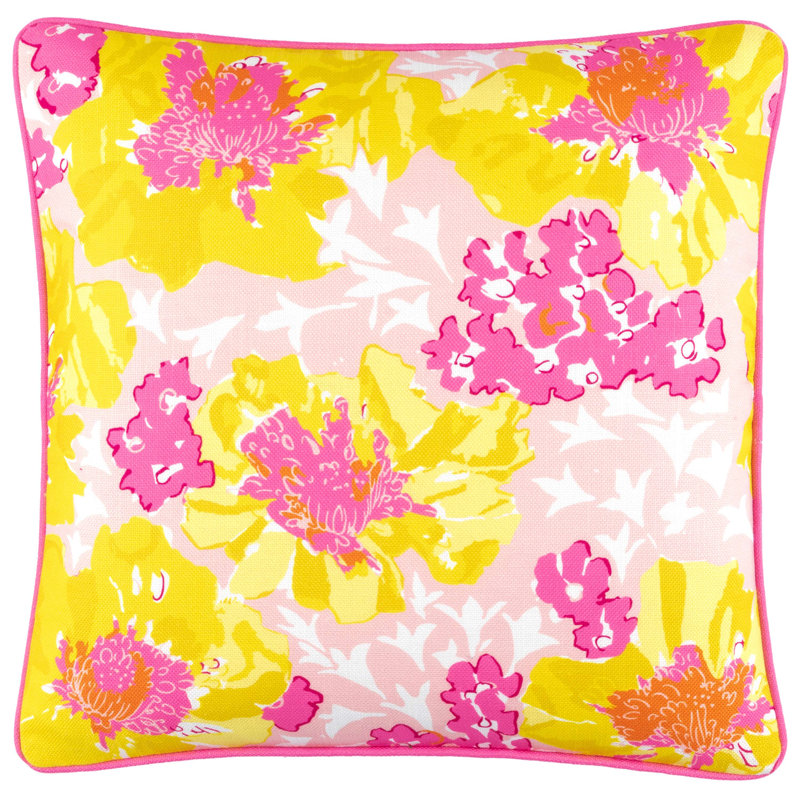 Housse de coussin carré Fab, Jaune / rose