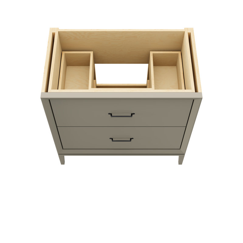 Alexandra Two-Drawer Single Bath Vanity, French Olive, Matte Black, 36"