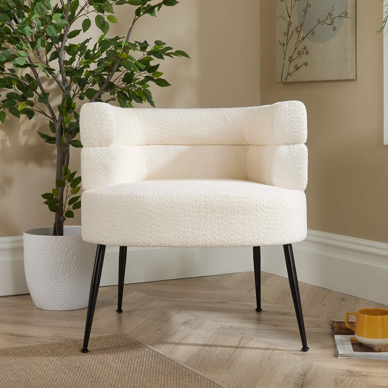 Chamelle Wide Upholstered Barrel Chair, Cream