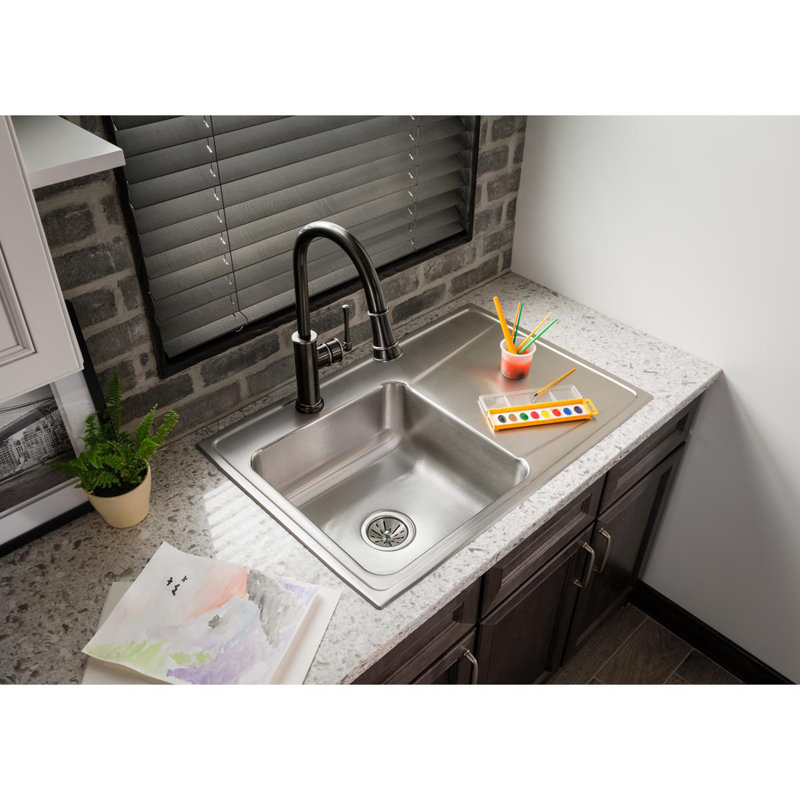 Lustertone 33" L x 22" W Drop-In Kitchen Sink, 0 hole