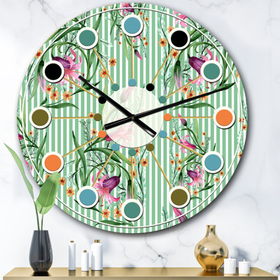 Horloge murale florale botanique rétro