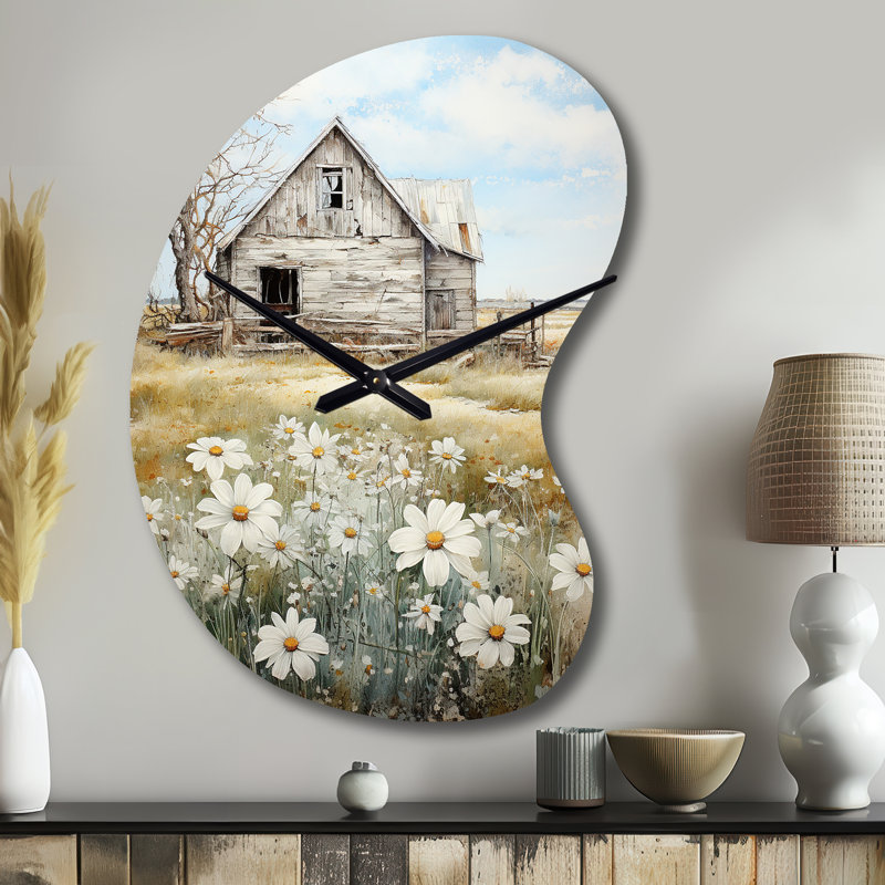 Horloge murale ferme en métal Farmhouse Quiet Retreat II - Asymmetric Farm, Petit