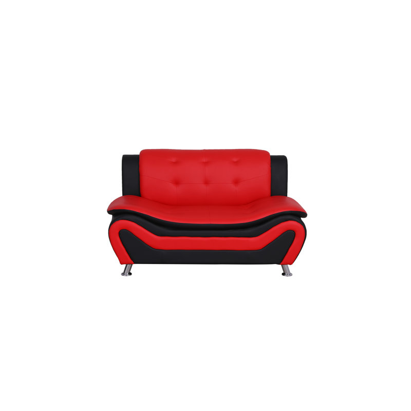 Canapé convertible Uhome 3 pièces Puma, Similicuir rouge / noir