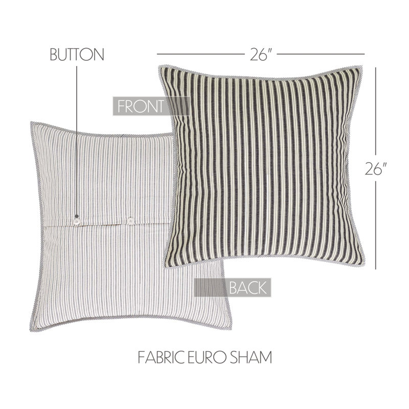 Ashmont Charcoal and Antique White Cotton Euro Sham