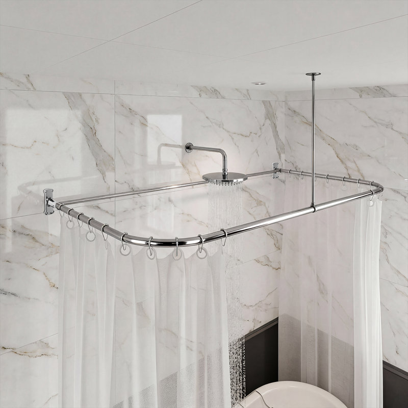 Jumbo Chrome-Plated Shower Curtain Rod Flanges with Complete Hardware