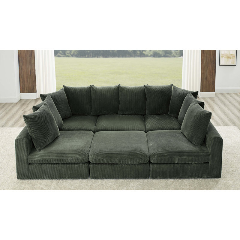 Wade Logan Belandina 6-Piece Corduroy Sectional Sofa