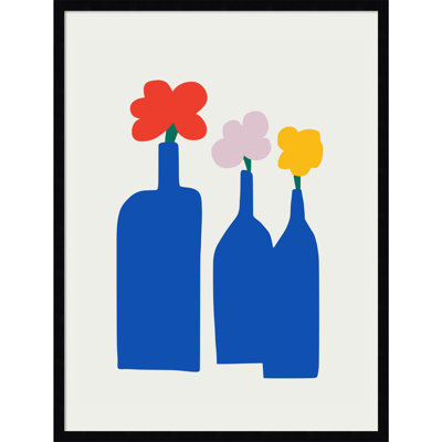 Blue Bottle Vase Print by Little Dean