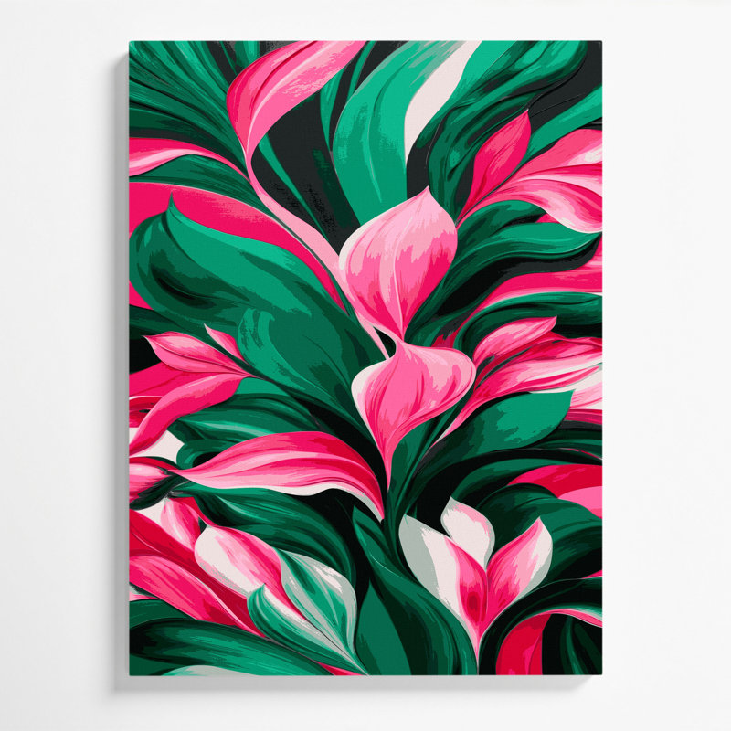 «Abstract Florals 64», art mural sur toile verte, 30" H x 20" W